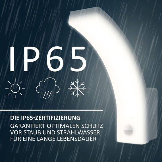 LED Außenleuchte mit Bewegungsmelder – 12/15/20W wählbar – IP65 – 1600-2500lm – Sensor abschaltbar für Dauerlicht – 4000K neutralweiß – Modell X-Prit für Wandmontage