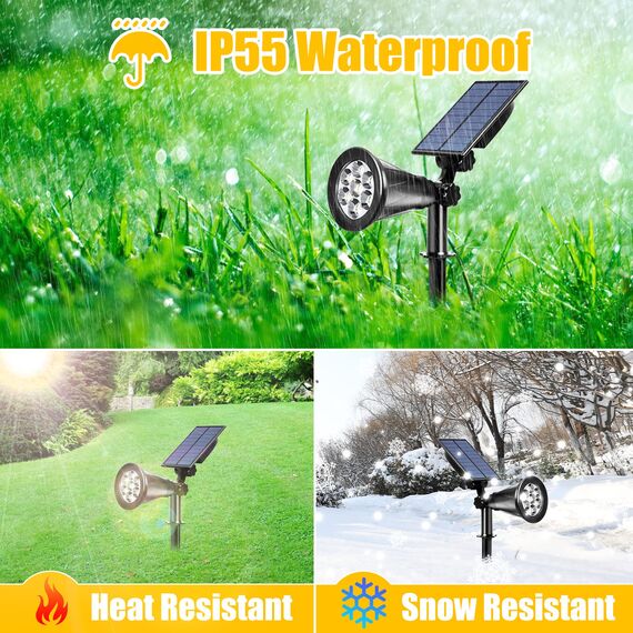 T-SUN 2 Stücke Garten Solarleuchten, Outdoor Wandleuchte, Helle Garten Solar Licht, 2 Beleuchtungsmodi, Wasserdicht, Sicherheitsbeleuchtung, Großes Außenlicht für Garte, Hof. (2700K)