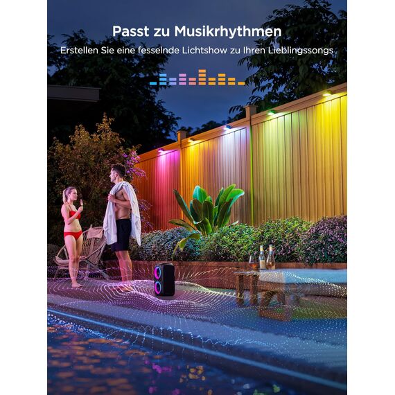 Govee Outdoor Zaun Wandleuchte Außen Funktioniert mit Matter und Alexa, RGBWIC Zaunleuchte mit 4000K weißem Licht, Musikmodus und 60 Szenenmodi für Zaun Terrasse Garten Wand, IP65 Wasserdicht,12 Stück