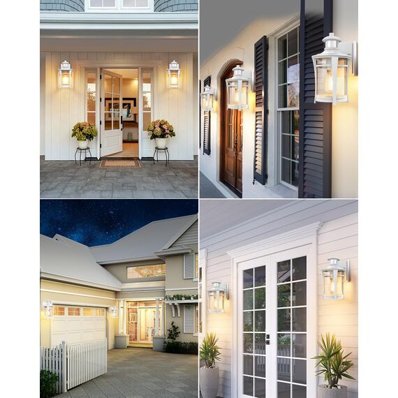 Lamomo Außenlampe mit Bewegungsmelder, 3 Beleuchtungsmodi Led Aussenlampe Lampe mit Bewegungsmelder Aussen, Wasserdichtes Außenleuchte Wandleuchte Außen Ausenbeleutung Hauswand für Haus, Weiß