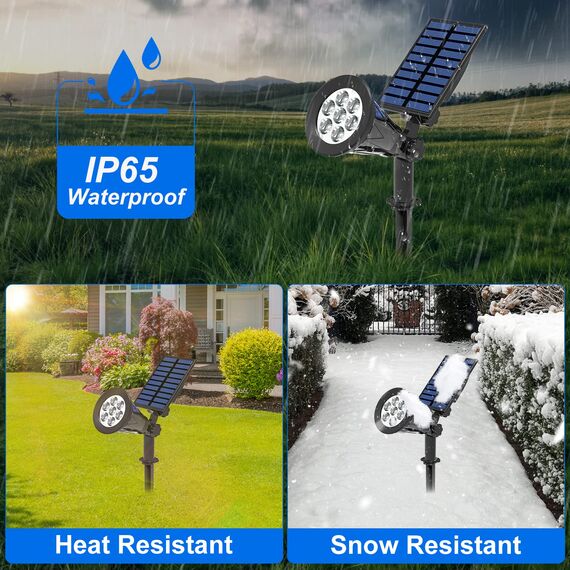 Solarleuchte Garten, T-SUN 2 Stück 7LED Solarstrahler Solar Gartenleuchte Außen mit 2-in-1 Wasserdicht Drahtlos, 7 Farbwechsel, 2 Einstellmodi, Auto-on/off(Drücken Sie zum Einschalten 3 Sekunden lang)