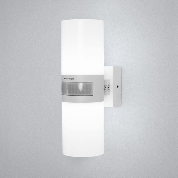 max K O M F O R T LED Außenleuchte mit Bewegungsmelder weiß Wandleuchte IP65 Außenlampe Außenwandleuchte ST102A1-WH TWIN