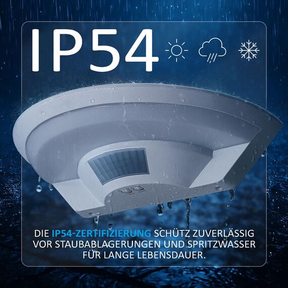 max K O M F O R T LED Aussenleuchte mit Bewegungsmelder Wand-leuchte Wandlampe Flurleuchte Fluter 10W weiß modern IP54 SETA