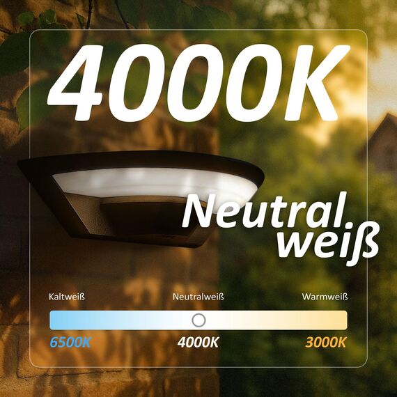 max K O M F O R T Moderne LED Außenleuchte 10W – Schwarz, neutralweiß 4000K, wetterfest IP54, elegante Wandbeleuchtung für Haus, Garten & Terrasse, Modell SETA