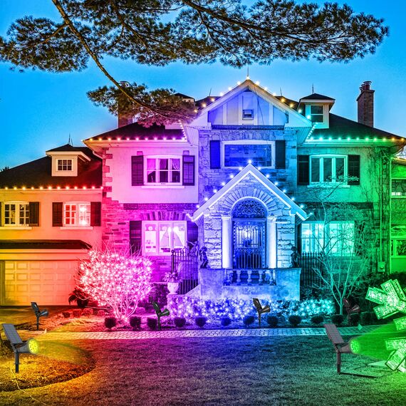 T-SUN Farbige Solarlampen für Außen Garten, 7 LED RGB Solar Strahler, 7 Farbwechsel Solarleuchten für Außen, IP65 Wasserdicht Außenwandleuchte, 8 Modi Solar Gartenleuchten für Hof Bäume Garage Weg