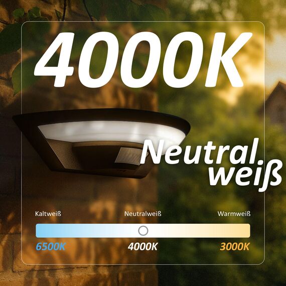 max K O M F O R T LED Aussenleuchte mit Bewegungsmelder Wand-leuchte Wandlampe Flurleuchte Fluter 10W schwarz modern IP54 SETA