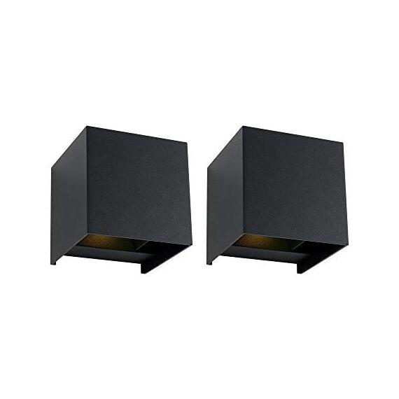 DAWALIGHT Wandlampe Aussen 2er Pack LED 12W 3000K Warmweiß Up Down Wandleuchte IP65 Wasserdichte Lampe Außen Außenwandleuchten Einstellbarer Lichtstrahl, Aluminium, Schwarz