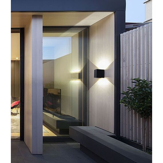 DAWALIGHT Wandlampe Aussen 2er Pack LED 12W 3000K Warmweiß Up Down Wandleuchte IP65 Wasserdichte Lampe Außen Außenwandleuchten Einstellbarer Lichtstrahl, Aluminium, Schwarz