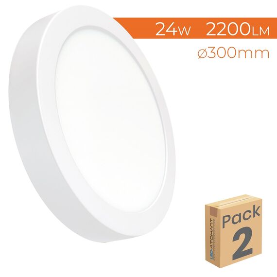 LED ATOMANT Packung mit 2 LED-Deckenleuchte Rund 300mm 24W, Neutralweiß Farbe (4500K), 2200 Lumen, Driver einschließlich
