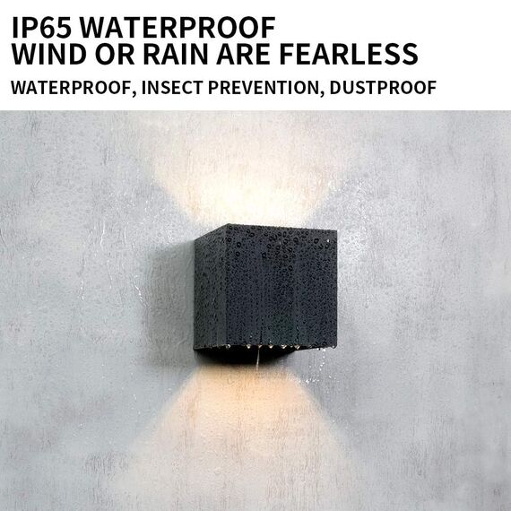 DAWALIGHT Wandlampe Aussen 2er Pack LED 12W 3000K Warmweiß Up Down Wandleuchte IP65 Wasserdichte Lampe Außen Außenwandleuchten Einstellbarer Lichtstrahl, Aluminium, Schwarz