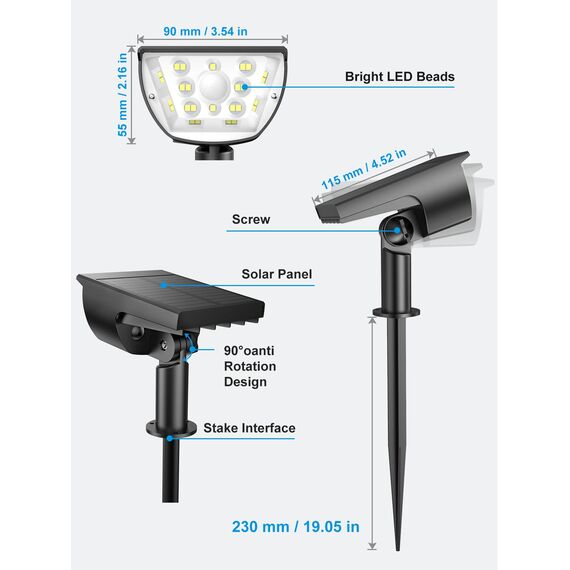 SIGRILL Solarlampen für Außen mit Bewegungsmelder, Solarleuchte für Außen Garten mit 3 Modi, IP65 Wasserdicht Solarstrahler für Außen, Solar Aussenleuchte (Kaltes Weißes Licht, 4 Stück)