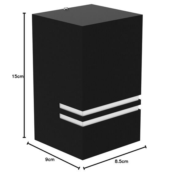 SSC-LUXon Wandleuchte JOVO-S für außen in matt schwarz 230V - up oder down Wandlampe mit Wasserschutz IP44 für 1x GU10 Leuchtmittel