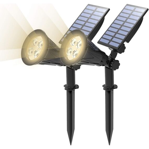 T-SUN (Upgraded 250 Lumens 2 Stück LED Solarleuchten, 2-in-1 Wasserdicht Drahtlos Solarbetriebene Gartenleuchten für Hof, Wand, Garten, Rasen, Wege, Auffahrt, Terrasse (4000K)