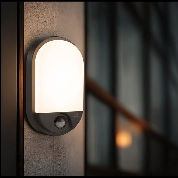 Maclean MCE340 LED-Lampe mit Infrarot-Bewegungssensor Wandleuchte Innen-/ Außenbeleuchtung 1100lm 15W IP54 (Grau)