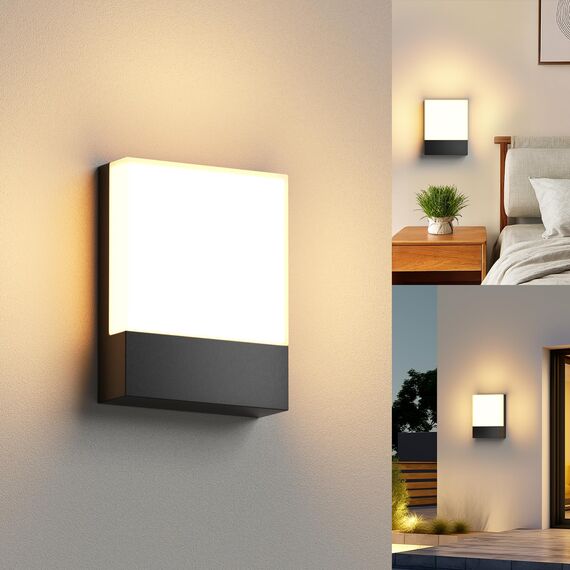 LED Wandleuchte Aussen IP65 Außenleuchte Wand Außenlampe Warmweiss Außenwandleuchte Modern Wandlampe Wasserdicht Außenbeleuchtung Alu für Außenbreich Outdoor Wall light Flur Treppenhuaus