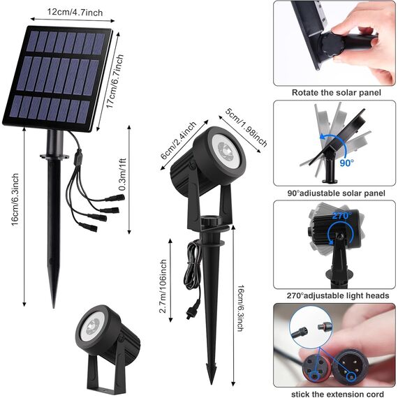 T-SUNUS Solar Gartenleuchten für Außen, Solarlampen für Außen Garten Solarstrahler für Außen Warmweiß, IP65 Wasserdicht Auto ON/OFF für Garten Weg Terrasse Rasen