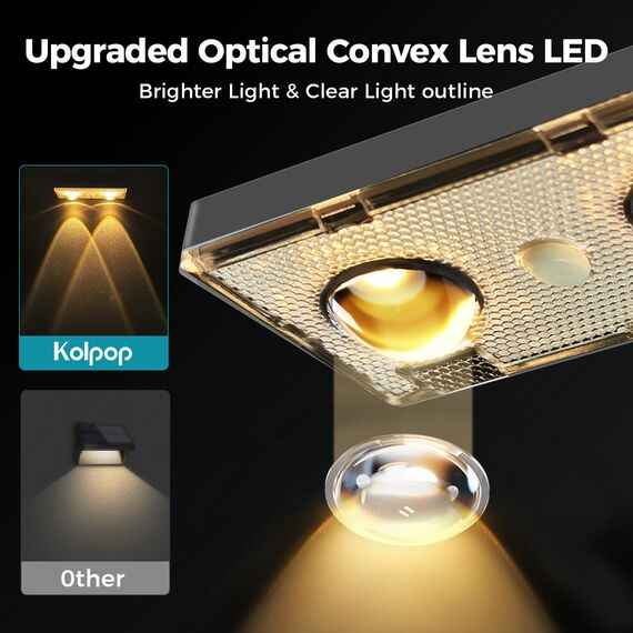 kolpop Solarlampen für Außen Garten, Solar Wandleuchten Aussen mit 3 Farbtemperaturen, IP65 Wasserdichte Solarleuchten für Aussen für Garten Wand Zaun Veranda Terrasse Schwimmbäder-2 Stücke 9.5 * 5cm