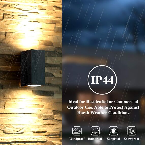 HLFVLITE Außenleuchte Wand GU10 Wandlampen 2 Stück Up and Down Leuchten Aussen Aluminium, IP44 Wasserdichte Wandleuchte Garten Terrasse