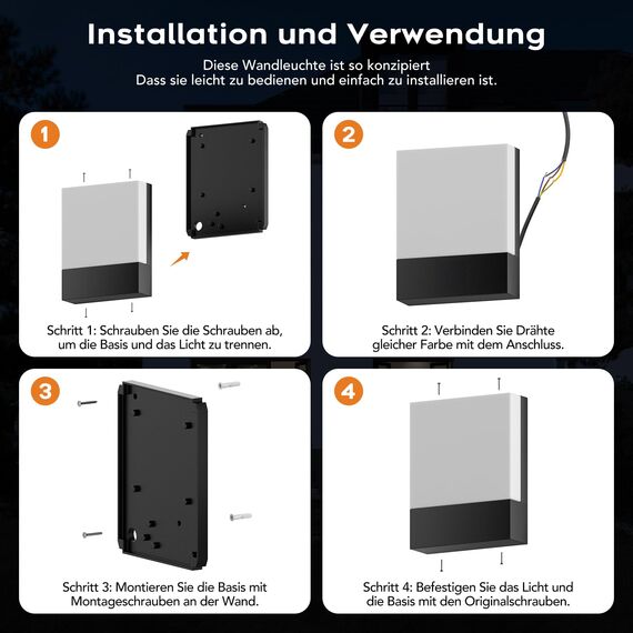 LED Wandleuchte Aussen IP65 Außenleuchte Wand Außenlampe Warmweiss Außenwandleuchte Modern Wandlampe Wasserdicht Außenbeleuchtung Alu für Außenbreich Outdoor Wall light Flur Treppenhuaus
