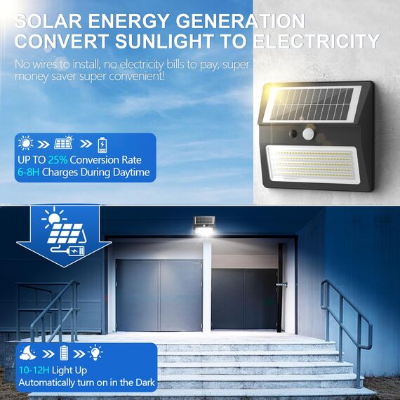 Possily Solarlampen für Außen mit Bewegungsmelder, 2000mAh Solar Außenwandleuchten mit Bewegungsmelder 130LED Solarleuchte für Außen 3 Modi Solar Aussenleuchte IP54 Wasserdichte Wandleuchte für Garten