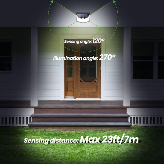 HETP Solarlampen für Außen 164 LED,Solarleuchten für Außen mit Bewegungsmelder,Superheller 270°-Beleuchtungsbereich Wandleuchten IP65 Wasserdichte 1500mAh Solarbetrieben für Hof,Garage,Garten-4 Stücke