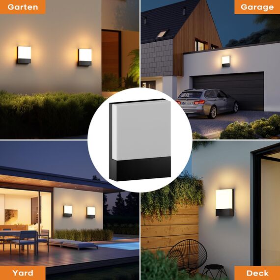 LED Wandleuchte Aussen IP65 Außenleuchte Wand Außenlampe Warmweiss Außenwandleuchte Modern Wandlampe Wasserdicht Außenbeleuchtung Alu für Außenbreich Outdoor Wall light Flur Treppenhuaus