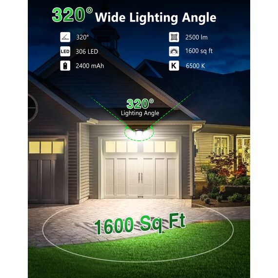 zemty Solarlampen für Außen mit Bewegungsmelder, [2 Stück] 306 LEDs Solar mit Bewegungsmelder 320° Superhelle Wandleuchte Aussen IP65 Wasserdichte 3 Modi Solarleuchten für Außen Garten mit 4 Köpfe
