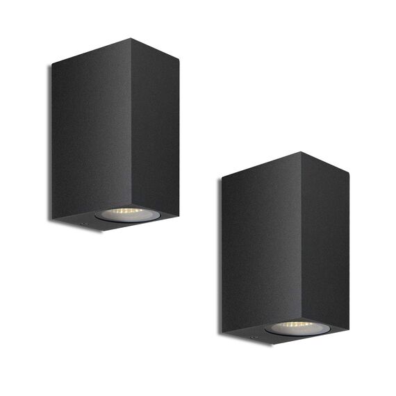 HLFVLITE Außenleuchte Wand GU10 Wandlampen 2 Stück Up and Down Leuchten Aussen Aluminium, IP44 Wasserdichte Wandleuchte Garten Terrasse