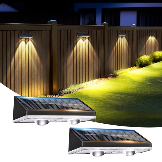 kolpop Solarlampen für Außen Garten, Solar Wandleuchten Aussen mit 3 Farbtemperaturen, IP65 Wasserdichte Solarleuchten für Aussen für Garten Wand Zaun Veranda Terrasse Schwimmbäder-2 Stücke 9.5 * 5cm