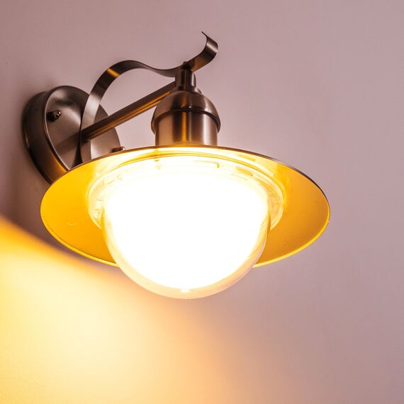 HOFSTEIN Außenwandleuchte Broni, Außenwandlampe aus Metall/Kunststoff in Edelstahlfarben/Klar, Wandleuchte Down außen im Landhaus/Retro/Vintage-Stil, E27, IP44, Hof, Außenbereich, Terrasse, Haustür