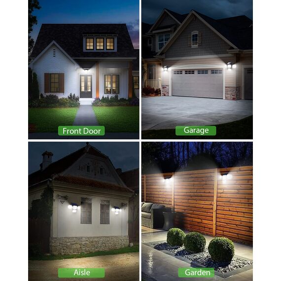 zemty Solarlampen für Außen mit Bewegungsmelder, [2 Stück] 306 LEDs Solar mit Bewegungsmelder 320° Superhelle Wandleuchte Aussen IP65 Wasserdichte 3 Modi Solarleuchten für Außen Garten mit 4 Köpfe