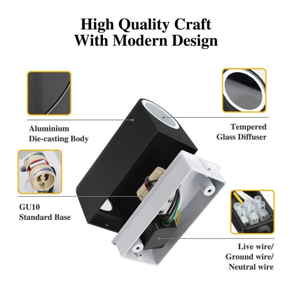 HLFVLITE Außenleuchte Wand GU10 Wandlampen 2 Stück Up and Down Leuchten Aussen Aluminium, IP44 Wasserdichte Wandleuchte Garten Terrasse