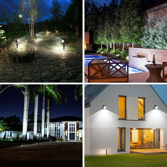 T-SUNUS Gartenstrahler Solar, Solarlampen für Außen Garten Kaltweiß, IP65 Wasserdicht, Solarstrahler für Außen mit 2 Lichtmodi, Auto ON/OFF, Solar Gartenleuchte für Auffahrt Weg Baum 2 Stück