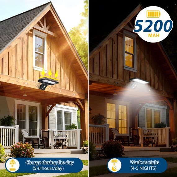 JESLED Solarlampen für Außen, 104 LED 8w 6000k, Superhelle Solarleuchte mit Bewegungsmelder Sicherheitswandleuchte 4 Modi Wasserdichte Wandleuchte Garten.Batterie austauschbar,2 Stück