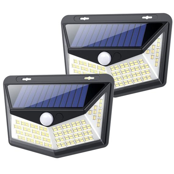 HETP Solarlampen für Außen 164 LED,Solarleuchten für Außen mit Bewegungsmelder,Superheller 270°-Beleuchtungsbereich Wandleuchten IP65 Wasserdichte 1500mAh Solarbetrieben für Hof,Garage,Garten-2 Stücke