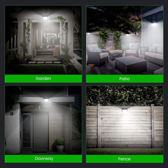 Koicaxy Solarlampen für Außen Garten, 202 LED Solarleuchten mit Bewegungsmelder, 3 Modi 270 ° Flutlicht IP65 Wasserdichte Wandleuchten für Haustür Veranda Garten Hof Auffahrt (4 Stück)