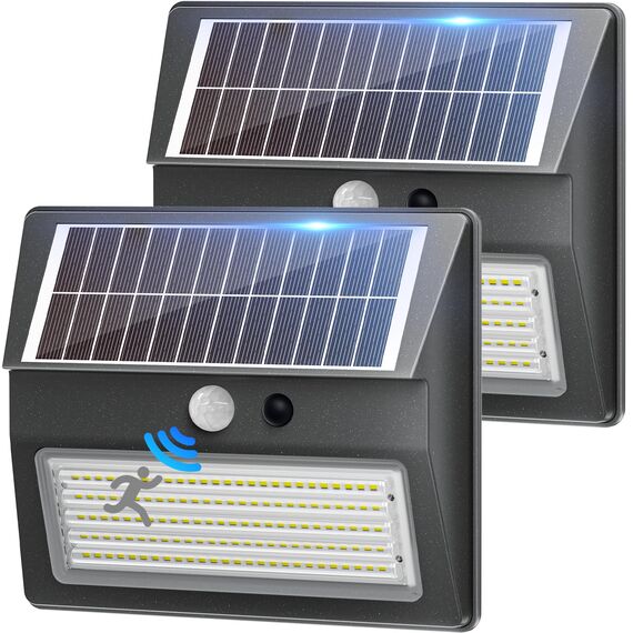 Possily Solarlampen für Außen mit Bewegungsmelder, 2000mAh Solar Außenwandleuchten mit Bewegungsmelder 130LED Solarleuchte für Außen 3 Modi Solar Aussenleuchte IP54 Wasserdichte Wandleuchte für Garten