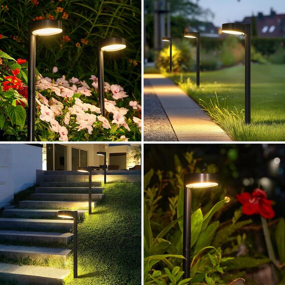 BUCASA Solarlampen für Außen Garten, 8 Stück Moderne Solarleuchten für Außen mit Super Helle 12 LED Lichts, Wasserdicht Solarleuchten Garten Deko für Rasen, Terrasse, Hof, Gehweg, Geschenke