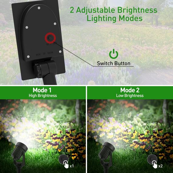 T-SUNUS Solarlampen für Außen, Solarstrahler für Außen Kaltweiß, Solar Gartenleuchten 2 Helligkeitsmodi, Auto ON/OFF, IP65 Wasserdicht für Garten Weg Terrasse 6000K