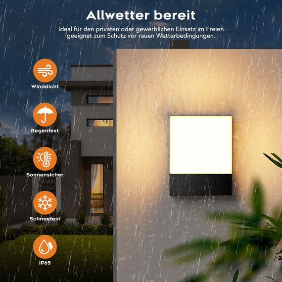 LED Wandleuchte Aussen IP65 Außenleuchte Wand Außenlampe Warmweiss Außenwandleuchte Modern Wandlampe Wasserdicht Außenbeleuchtung Alu für Außenbreich Outdoor Wall light Flur Treppenhuaus