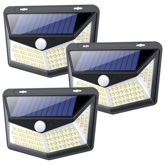 HETP Solarlampen für Außen 164 LED,Solarleuchten für Außen mit Bewegungsmelder,Superheller 270°-Beleuchtungsbereich Wandleuchten IP65 Wasserdichte 1500mAh Solarbetrieben für Hof,Garage,Garten-3 Stücke