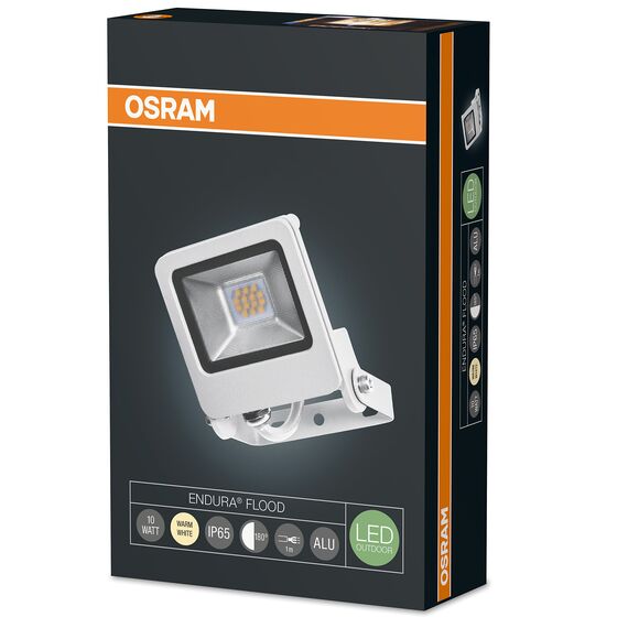 OSRAM 4058075064386 A++ to A, LED Flutlicht-Strahler, Aluminium, 10 watts, Warmweiß, 12.5 x 10.1 x 2.9 cm