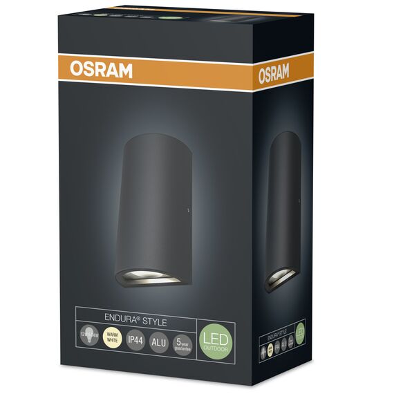 OSRAM 4058075031814 A++ to A LED Wand-Außenleuchte, Endura Style UpDown, 3000K, Aluminium, 11.5 W, warmweiß, 5.5 x 9 x 16 cm