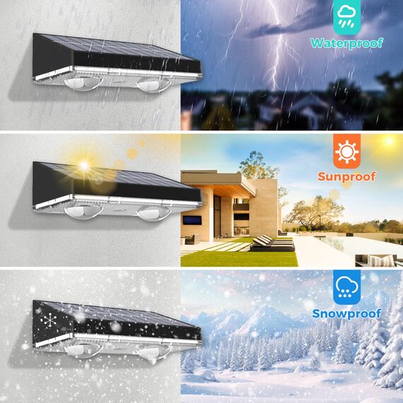 kolpop Solarlampen für Außen Garten, Solar Wandleuchten Aussen mit 3 Farbtemperaturen, IP65 Wasserdichte Solarleuchten für Aussen für Garten Wand Zaun Veranda Terrasse Schwimmbäder-2 Stücke 9.5 * 5cm