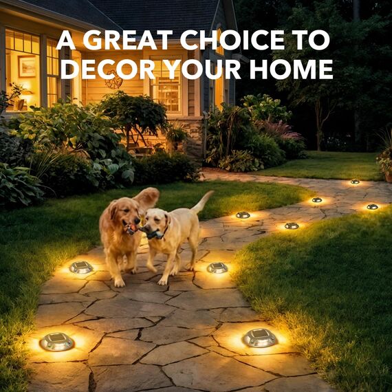 AGPTEK Solarlampen, Solar Deck Leuchten, 2 Farbmodi, Solarlampen für außen, IP68 wasserdicht, Solar Deck Lights Outdoor, Dock Lichter für Gartenweg Fußwegen, 4 Stücke, Warm und Weiß