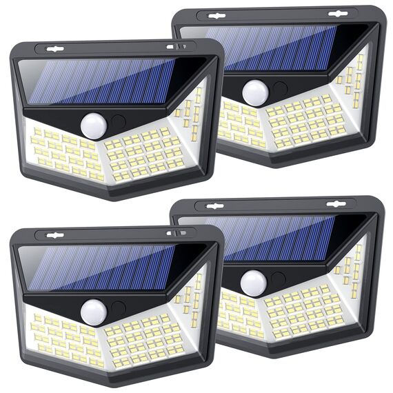 HETP Solarlampen für Außen 164 LED,Solarleuchten für Außen mit Bewegungsmelder,Superheller 270°-Beleuchtungsbereich Wandleuchten IP65 Wasserdichte 1500mAh Solarbetrieben für Hof,Garage,Garten-4 Stücke