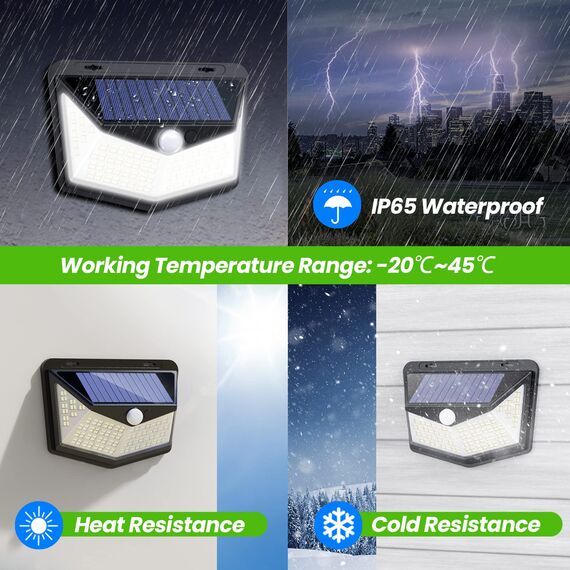 HETP Solarlampen für Außen 164 LED,Solarleuchten für Außen mit Bewegungsmelder,Superheller 270°-Beleuchtungsbereich Wandleuchten IP65 Wasserdichte 1500mAh Solarbetrieben für Hof,Garage,Garten-2 Stücke