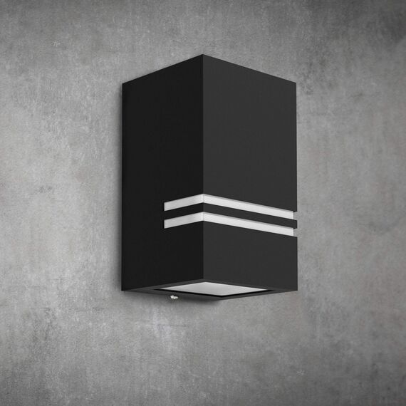 SSC-LUXon Wandleuchte JOVO-S für außen in matt schwarz 230V - up oder down Wandlampe mit Wasserschutz IP44 für 1x GU10 Leuchtmittel