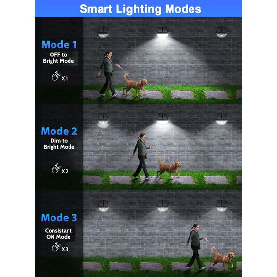 SIGRILL Solarlampen für Außen mit Bewegungsmelder, Solarleuchte für Außen Garten mit 3 Modi, IP65 Wasserdicht Solarstrahler für Außen, Solar Aussenleuchte (Kaltes Weißes Licht, 4 Stück)