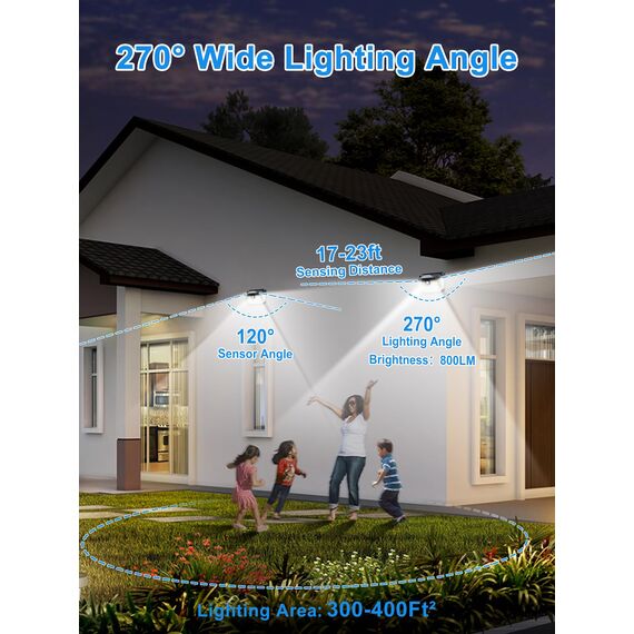 Solarleuchten für den Außenbereich, 【188LED/6 Pack/Kaltweiß】 Solar-Sicherheitsleuchten Bewegungsmelder, IP65 wasserdicht, 3 Modi, solarbetriebene Flutlichter für Garten, Zaun, Tür, Hof